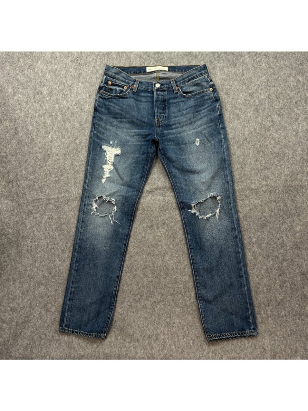 Gap Relaxed Boyfriend Jeans Women's Size 26 Button Fly Distressed Denim - Picture 2 of 12